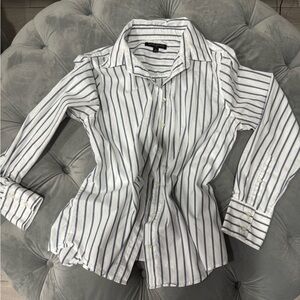 Banana Republic Navy and White Striped Shirt